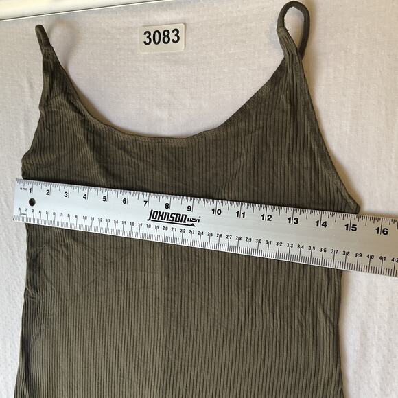 H&M Women Midi Dress M Olive Tank Dress Sleeveless Stretchy - Picture 5 of 8